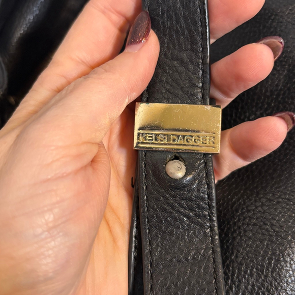 Kelsi Dagger Black Leather Hobo Bag Slouchy Shoulder Bag Purse - Picture 12 of 16